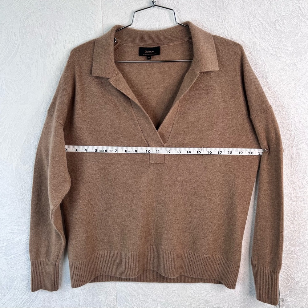 Quince Women's Mongolian Cashmere Polo Camel Sweater Size Medium - Picture 8 of 11